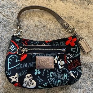 Coach Red and Black Poppy Bag with Shoulder Strap